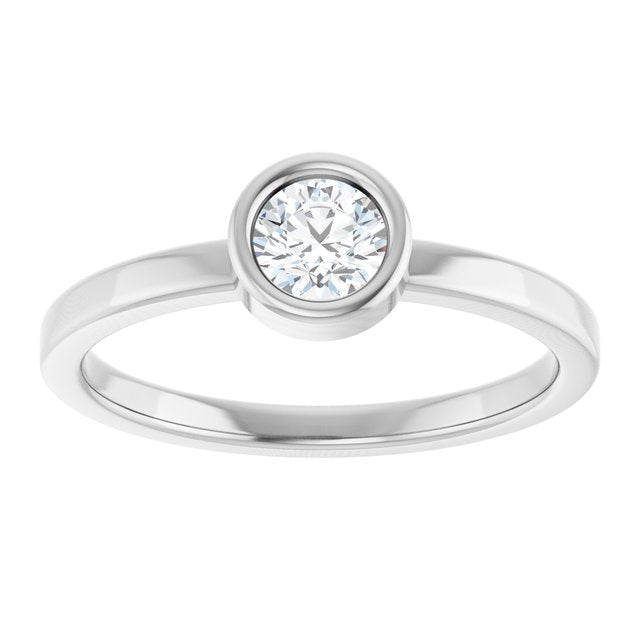 Rhodium-Plated Sterling Silver 4.5 mm Natural White Sapphire Ring