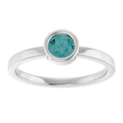 Rhodium-Plated Sterling Silver 4.5 mm Lab-Grown Alexandrite Ring