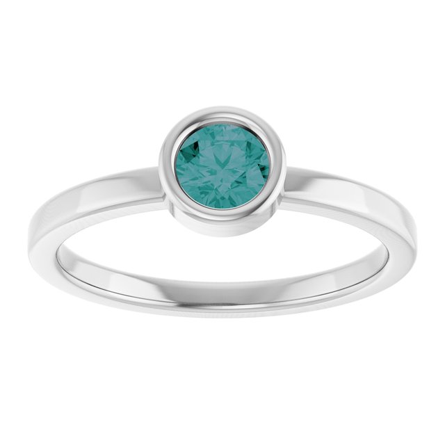 Rhodium-Plated Sterling Silver 4.5 mm Lab-Grown Alexandrite Ring