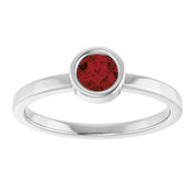 Rhodium-Plated Sterling Silver 4.5 mm Natural Mozambique Garnet Ring