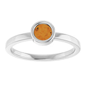 Platinum 4.5 mm Natural Citrine Ring