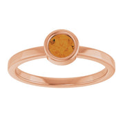14K Rose 4.5 mm Natural Citrine Ring