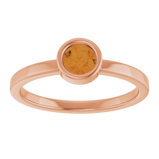 14K Rose 4.5 mm Natural Citrine Ring
