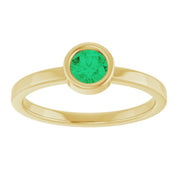 14K Yellow 4.5 mm Lab-Grown Emerald Ring