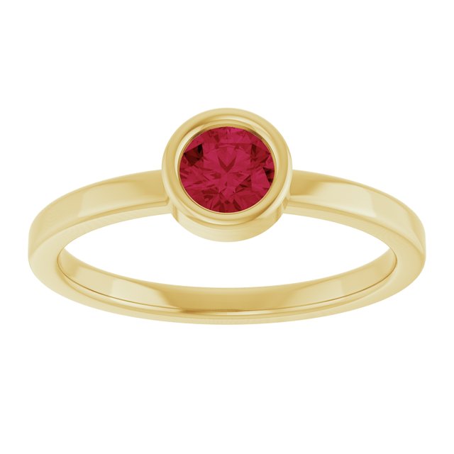 14K Yellow 4.5 mm Lab-Grown Ruby Ring