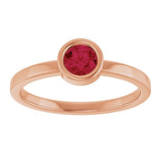 14K Rose 4.5 mm Natural Ruby Ring