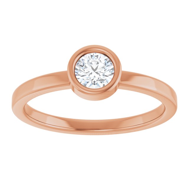 14K Rose 4.5 mm Natural White Sapphire Ring