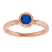 14K Rose 4.5 mm Lab-Grown Blue Sapphire Ring