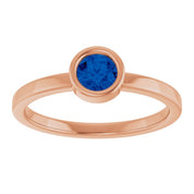 14K Rose 4.5 mm Lab-Grown Blue Sapphire Ring