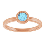 14K Rose 4.5 mm Natural Aquamarine Ring