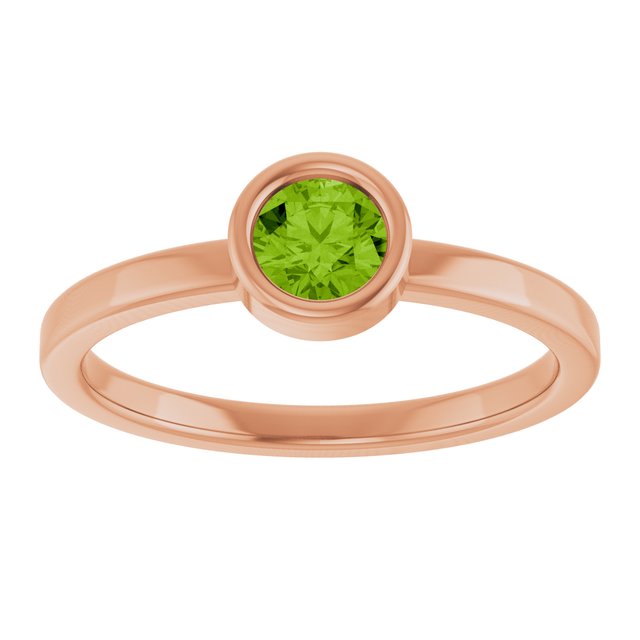 14K Rose 4.5 mm Natural Peridot Ring