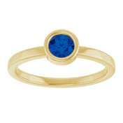 14K Yellow 4.5 mm Natural Blue Sapphire Ring