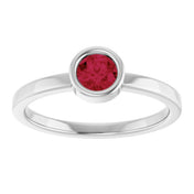 Rhodium-Plated Sterling Silver 4.5 mm Lab-Grown Ruby Ring
