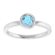 Platinum 4.5 mm Natural Aquamarine Ring