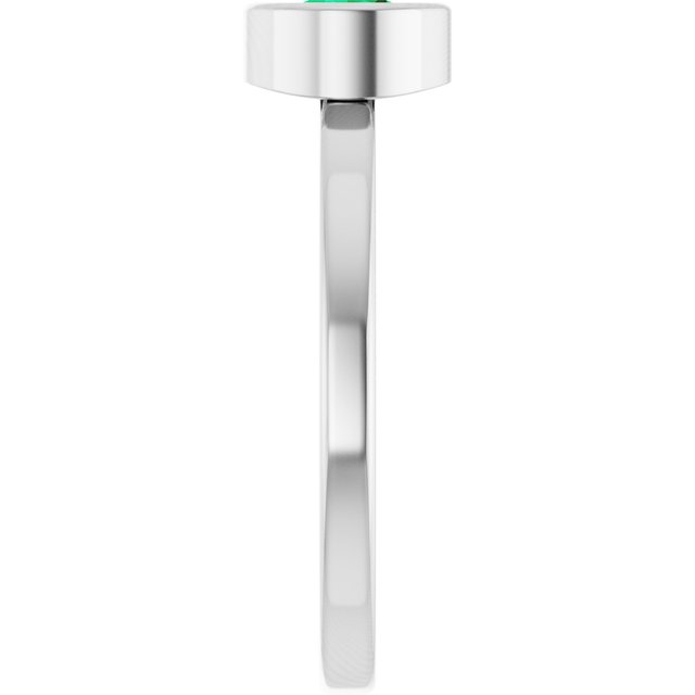 Rhodium-Plated Sterling Silver 5.5 mm Lab-Grown Emerald Ring
