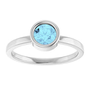 Rhodium-Plated Sterling Silver 5.5 mm Natural Aquamarine Ring