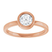 14K Rose 5.5 mm Natural White Sapphire Ring