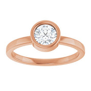 14K Rose 5.5 mm Natural White Sapphire Ring