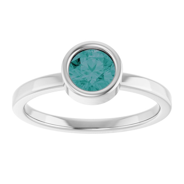 14K White 5.5 mm Lab-Grown Alexandrite Ring