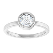 Platinum 5.5 mm Natural White Sapphire Ring