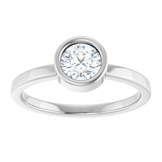 Platinum 5.5 mm Natural White Sapphire Ring