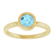14K Yellow 5.5 mm Natural Aquamarine Ring