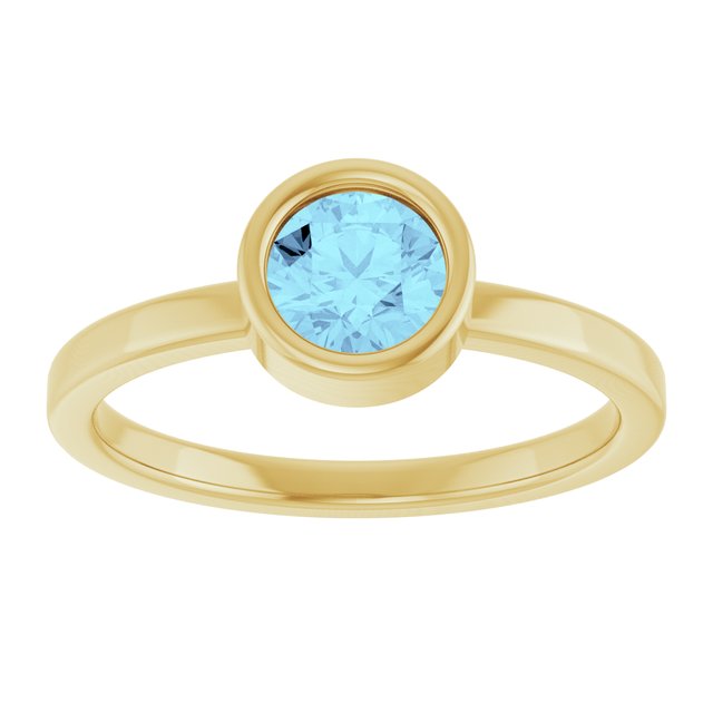 14K Yellow 5.5 mm Natural Aquamarine Ring