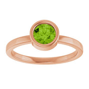 14K Rose 5.5 mm Natural Peridot Ring