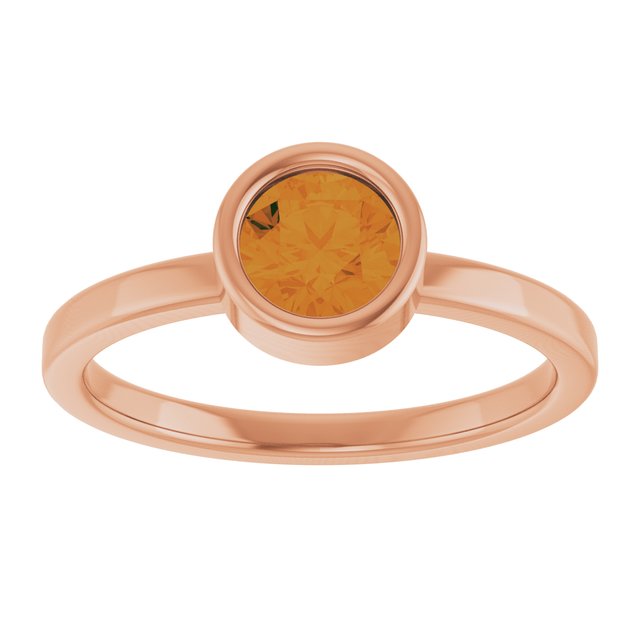 14K Rose 5.5 mm Natural Citrine Ring
