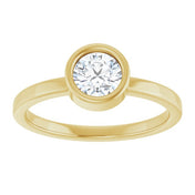 14K Yellow 5.5 mm Natural White Sapphire Ring