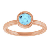 14K Rose 5.5 mm Natural Aquamarine Ring