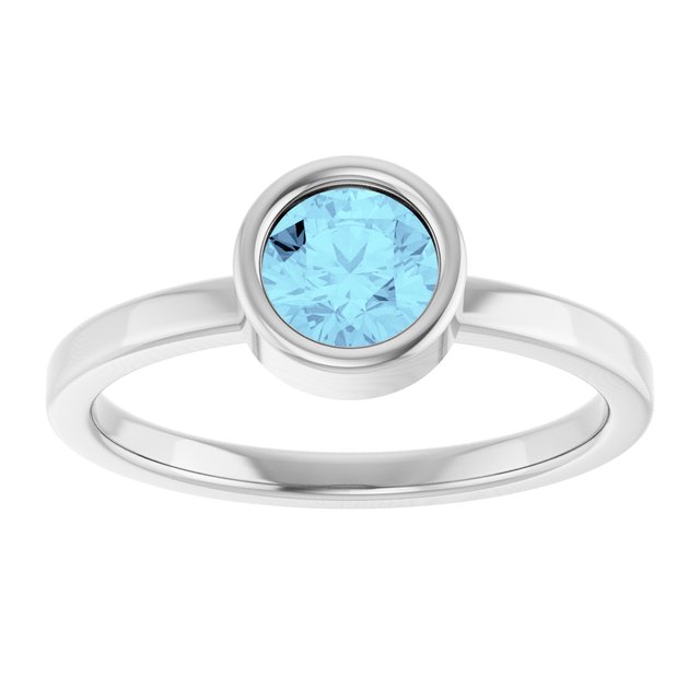 Platinum 5.5 mm Natural Aquamarine Ring