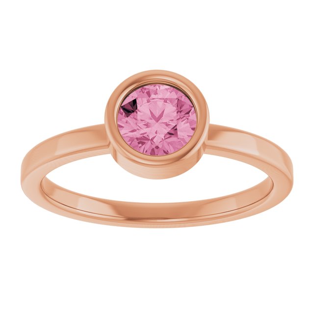 14K Rose 5.5 mm Natural Pink Tourmaline Ring