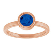 14K Rose 5.5 mm Natural Blue Sapphire Ring