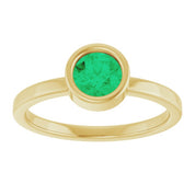 14K Yellow 5.5 mm Lab-Grown Emerald Ring