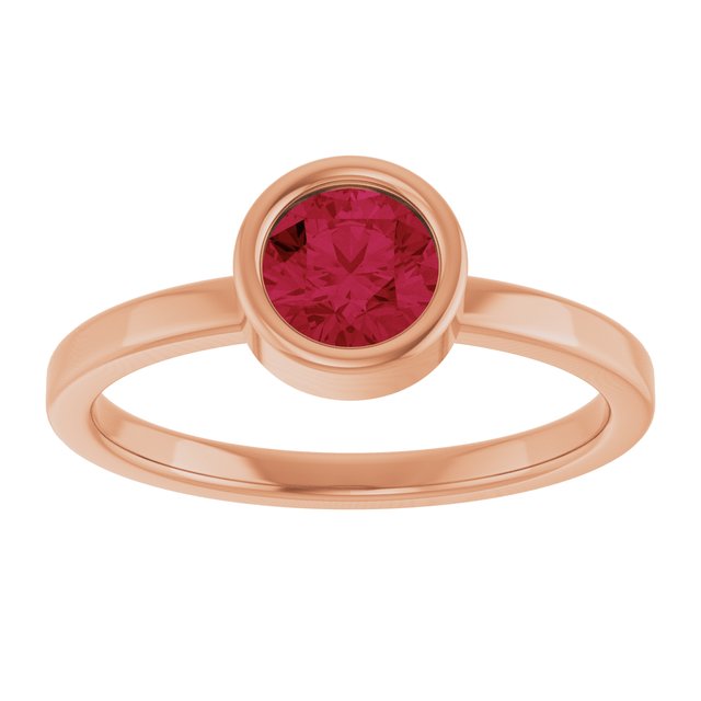 14K Rose 5.5 mm Natural Ruby Ring