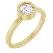 14K Yellow 5.5 mm Natural White Sapphire Ring