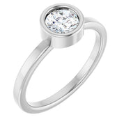 Platinum 5.5 mm Natural White Sapphire Ring