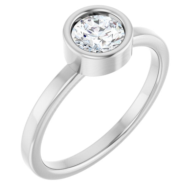 Platinum 5.5 mm Natural White Sapphire Ring