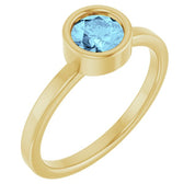 14K Yellow 5.5 mm Natural Aquamarine Ring