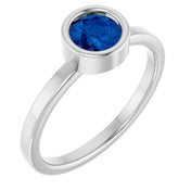 Platinum 5.5 mm Natural Blue Sapphire Ring