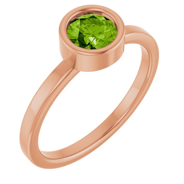 14K Rose 5.5 mm Natural Peridot Ring