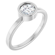 14K White 5.5 mm Natural White Sapphire Ring