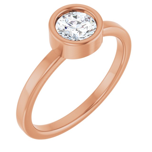 14K Rose 5.5 mm Natural White Sapphire Ring