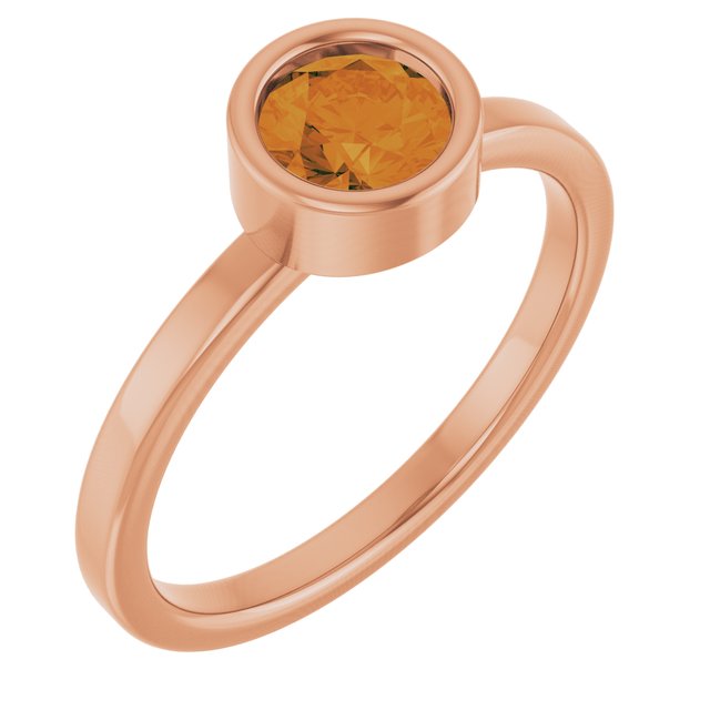 14K Rose 5.5 mm Natural Citrine Ring