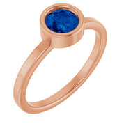 14K Rose 5.5 mm Natural Blue Sapphire Ring