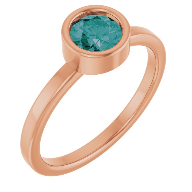 14K Rose 5.5 mm Lab-Grown Alexandrite Ring