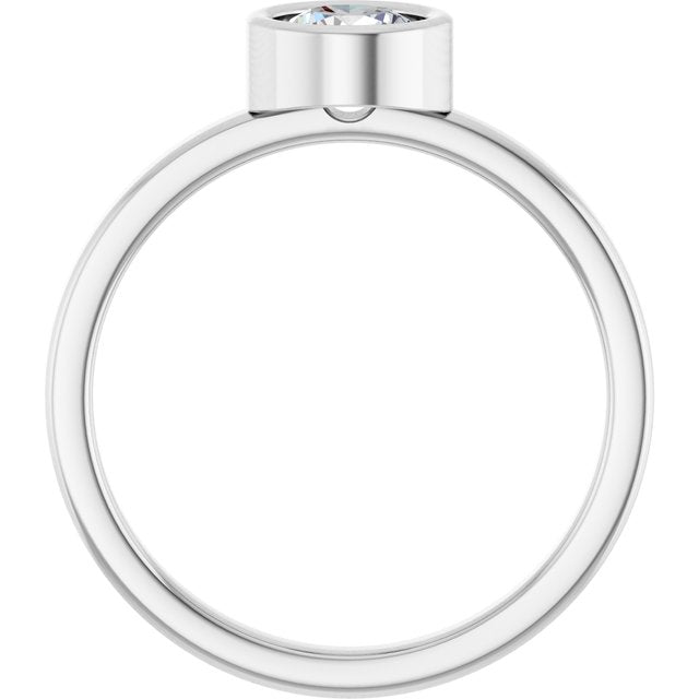 Platinum 5.5 mm Natural White Sapphire Ring