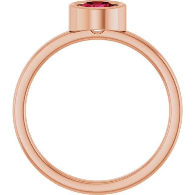 14K Rose 5.5 mm Natural Ruby Ring