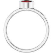 Rhodium-Plated Sterling Silver 5.5 mm Natural Mozambique Garnet Ring